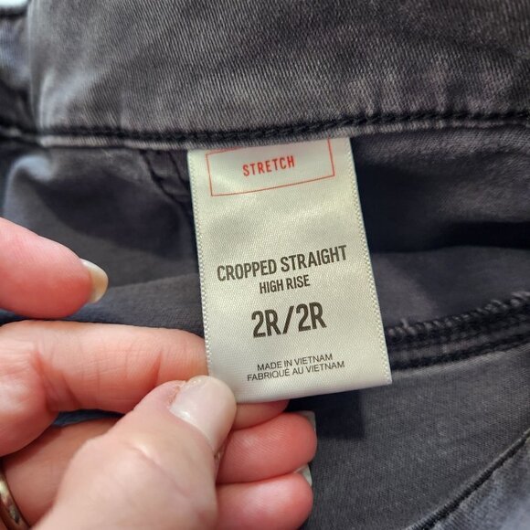 Express Cropped Straight Pant Womens 2 Gray Camo High Rise Cinched Jogger Cuff - Picture 8 of 9